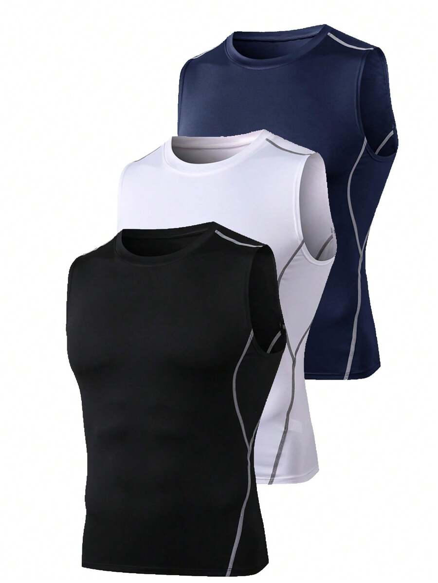 Base Layer Top - Mens 3-Pack Slim Fit Sleeveless Compression