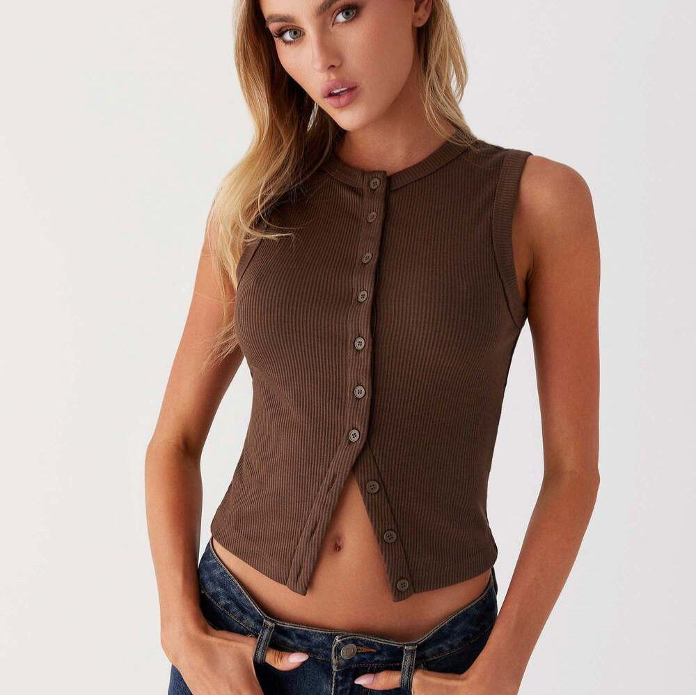 Ribbed Tank Button Crop Top Y2 - Tank Top Ribbed review and price