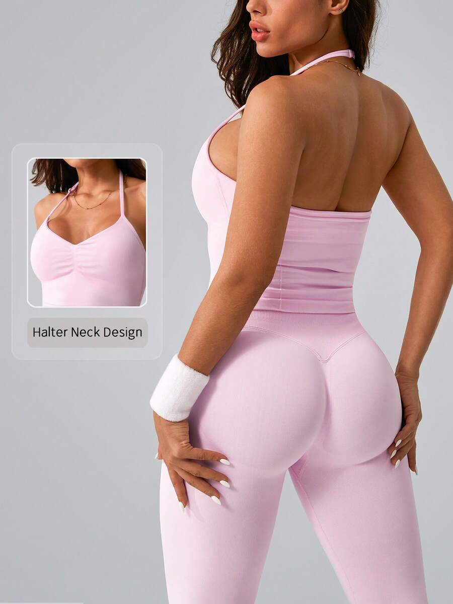 Womens Halter Neck Yoga Set Ri - Tank Top Ribbed review and price