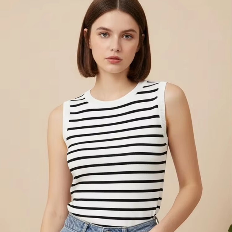 One Size Short Striped Ice Sil - Sleeveless Undershirt review and price