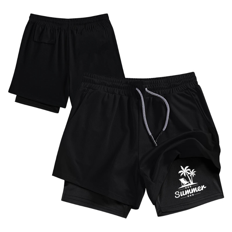Summer Men's Double Layer Runn - Compression Shorts Athletes review and price