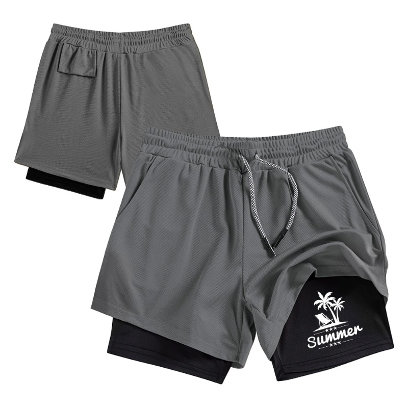 Summer Men's Double Layer Runn - Compression Shorts Athletes review and price