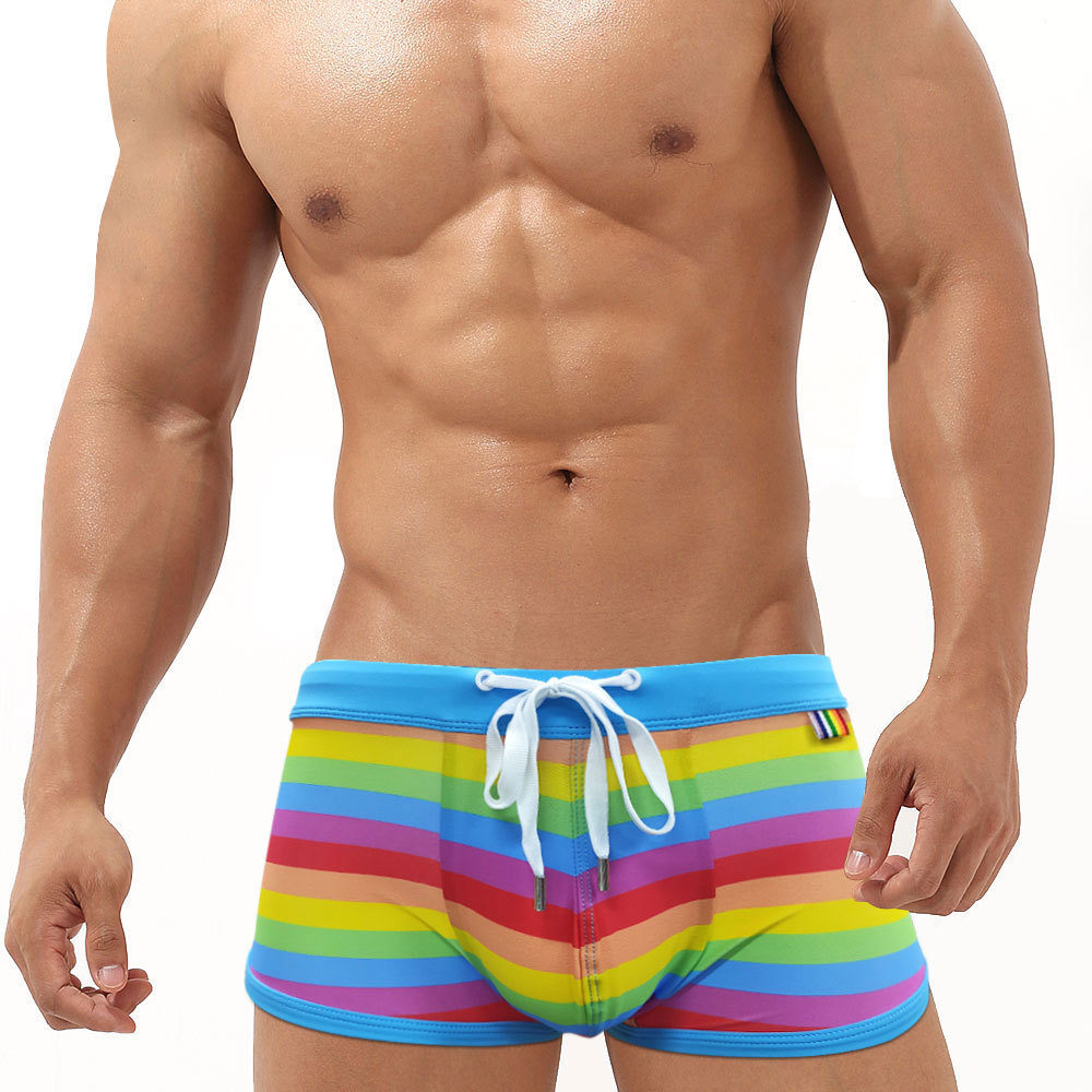 Rainbow Striped Men's Swimming - Trunk Breathable Men review and price