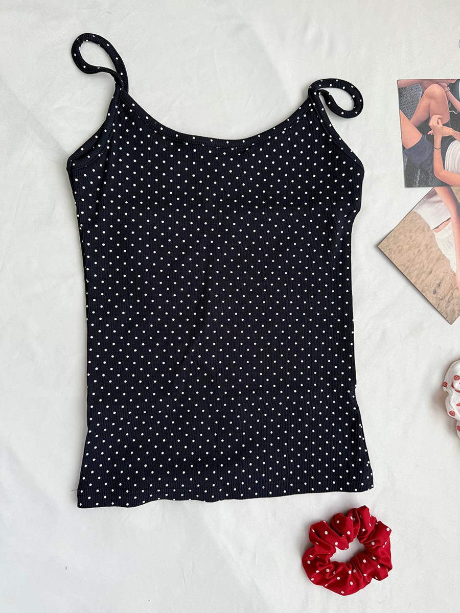 Navy Dot Ribbed Shorts Sets Wo - Tank Top Ribbed review and price